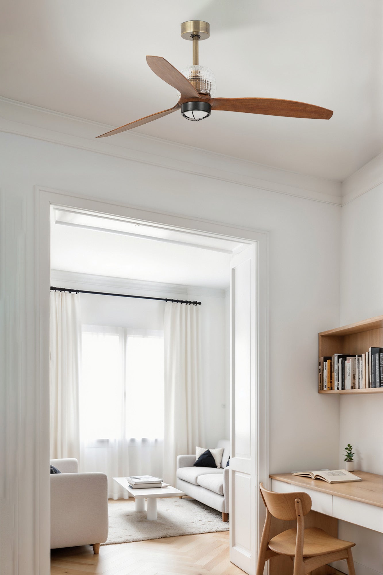 FARO Deco Fan M Ø1280mm – kućište Staro zlato lopatice Orah